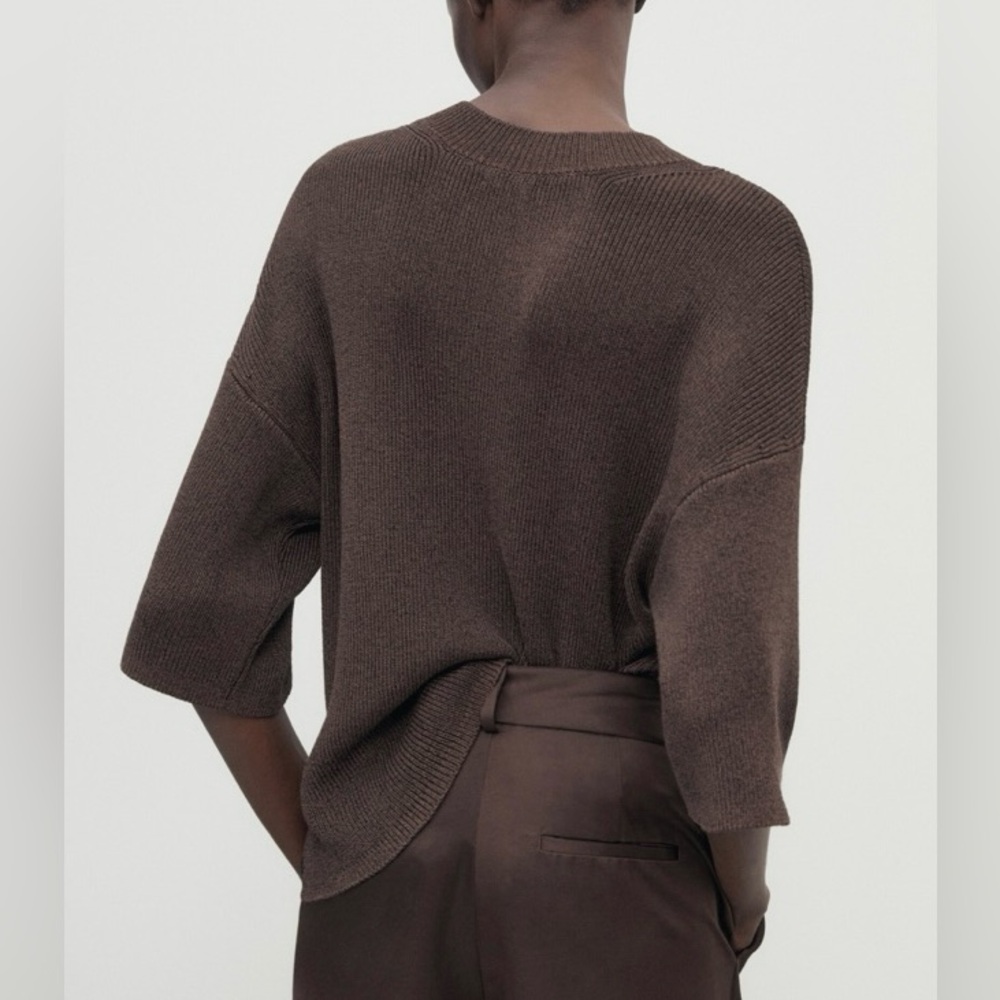 Massimo Dutti Womens 3/4 Sleeves Knit Sweater | S | Brown 5623/529 NEW!! - Picture 3 of 12